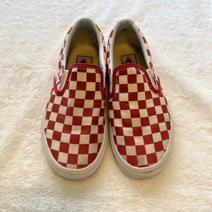 Vans Checkerboard Slip-On Red Womens 5 Mens 3.5